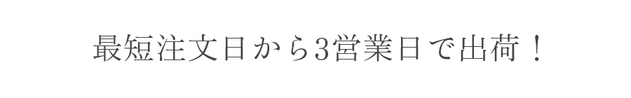 最短注文日から3営業日で出荷！